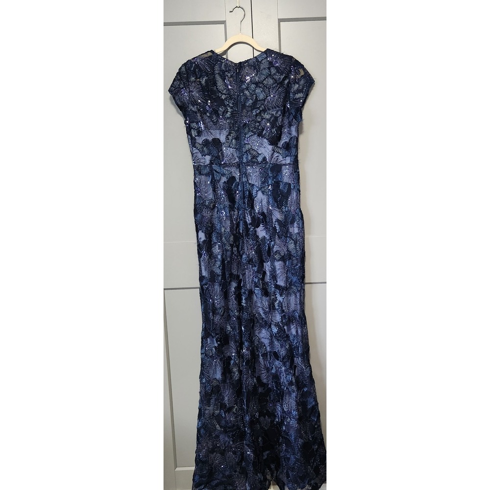 Betsy & Adam Midnight Navy Floral Lace Maxi Dress - Picture 3 of 10